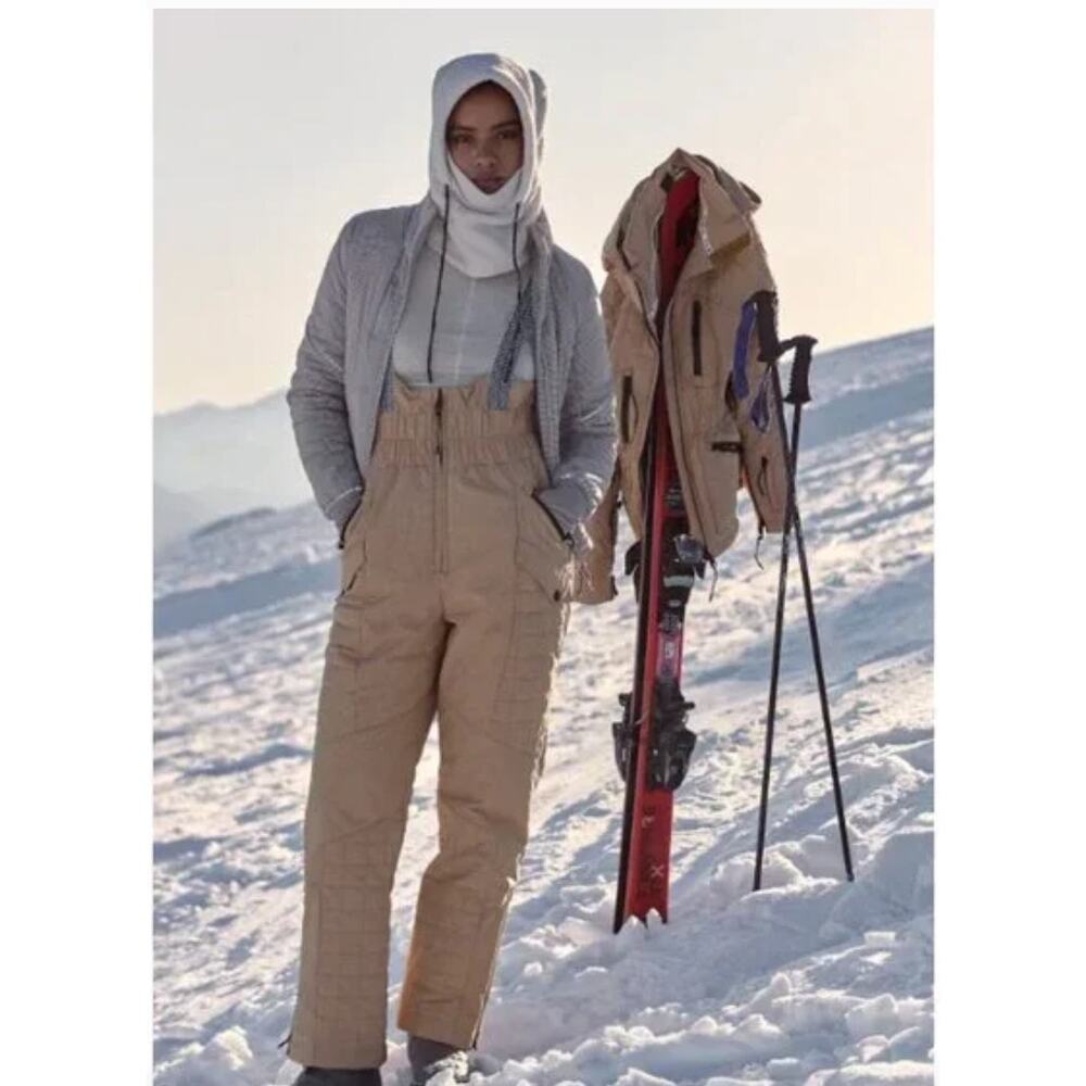 Free People Tan Ski Bibs